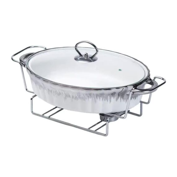 Марміт овальний порцелянаовий 1,5 літра на металевій підставці з підігрівом HP1023 | Зображення 3