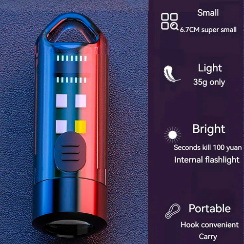 Світлодіодний ліхтарик брелок маячок S2 XPG+SMD RGB, АКБ, карабін, ЗП Type-C | Зображення 9