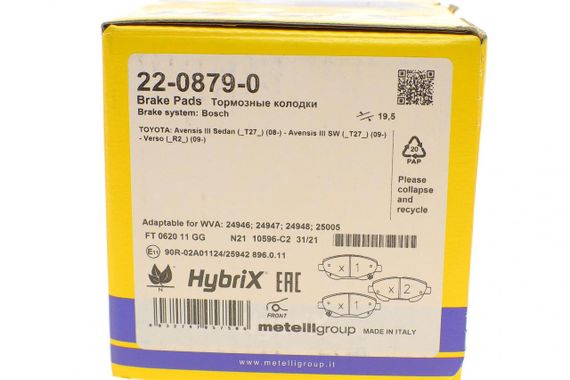 Колодки гальмівні передні Toyota Avensis 08-18 Verso 09-18 22-0879-0 | Зображення 9