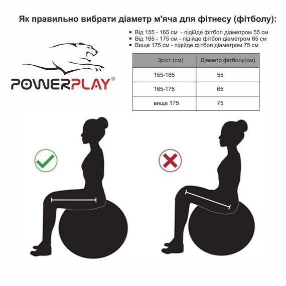 М'яч для фітнесу (фітбол) укріплений PowerPlay 4000 Ø65 cm Premium Gymball Anti-Burst Синій + помпа | Зображення 3