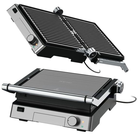 Электрический контактный гриль Silver Crest SKGE 2000 (2000 Вт, покрытие ILAG, 29x26 см, 180°)