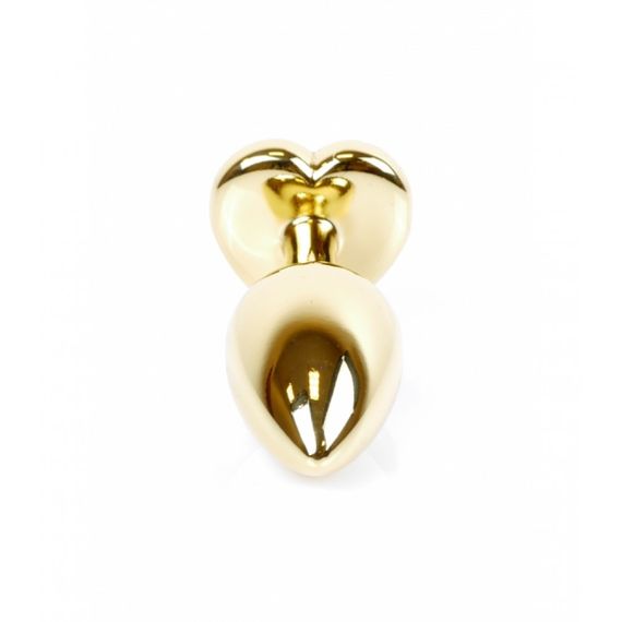 Анальна пробка металева золота з каменем у формі рожевого серця S | Зображення 3