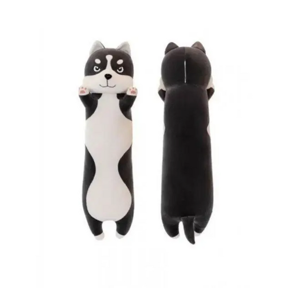 М'яка іграшка Хаскі-обіймашка 70 см, Хаскі батон для обіймів, плюшевий собака подушка