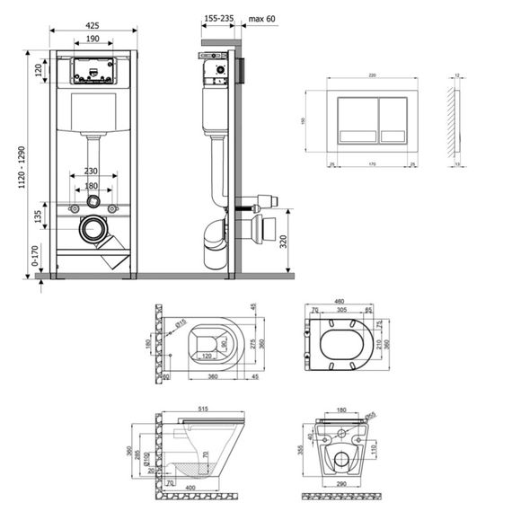 Набір Qtap Nest 4 в 1 підвісний унітаз Scorpio Ultra Quiet 520x365x365 + комплект інсталяції QT1433053EUQW45162 | Зображення 1