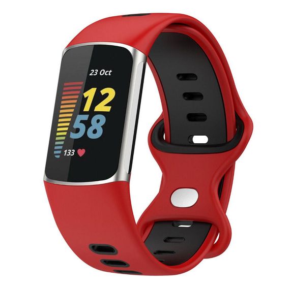 Силіконовий ремінець Primolux Sport для фітнес браслета Fitbit Charge 5 / Charge 6 - Red&Black / розмір М | Зображення 2