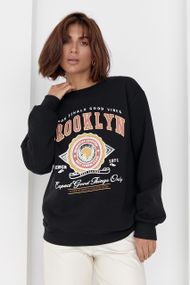 Трикотажный свитшот на флисе с надписью Brooklyn черный цвет M