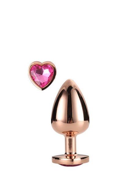 Dt21789 анальна пробка з серцем GLEAMING LOVE ROSE GOLD PLUG SMALL Sex Aura | Зображення 5