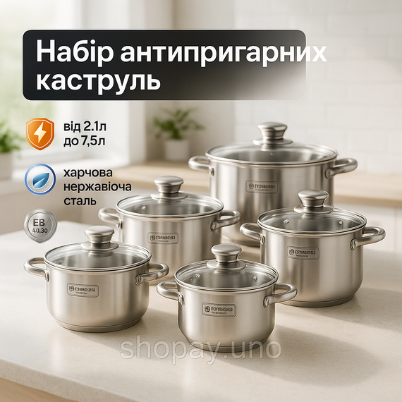 Кастрюля из нержавеющей стали, Набор кастрюль с неприлипающим покрытием, Качественный набор кастрюль BC-22