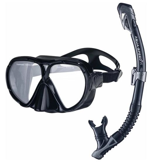 Набір маска і трубка Aqua Speed ​​VANUA + BORNEO(MESH BAG) 8235 чорний OSFM 5908217682352