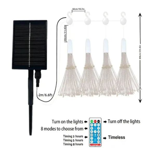 Світлодіодні кульові лампи Solar Starburst, світлодіодні  вогні з дистанційним керуванням, 8 режимами Теплий білий | Зображення 7