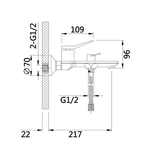 Смеситель для ванны Qtap Presto (c душевым гарнитуром) QTPRE259GRP45584 Graphite | Зображення 1