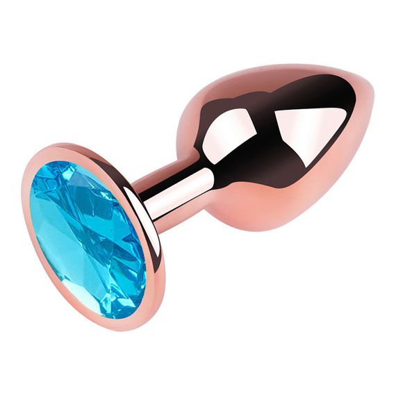 Анальна пробка з кристалом EGZO - Rose Gold Round Plug Aqua size S Sex Aura | Зображення 2