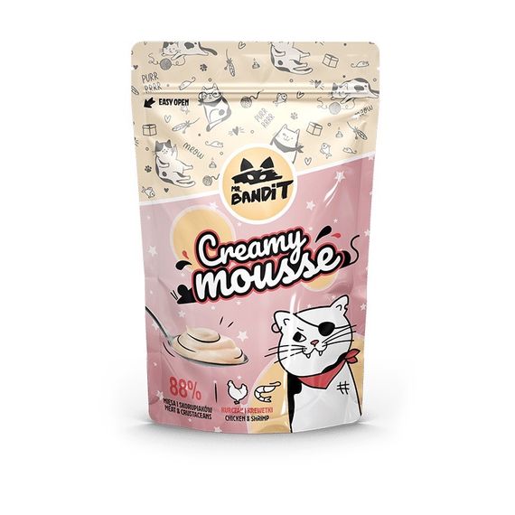 Жидкое лакомство для котов со вкусом курицы и креветки Mr. Bandit Creamy Mousse, 6 шт х 10 гр