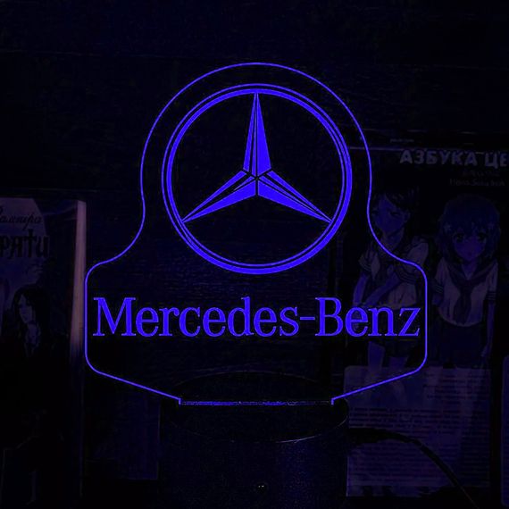 Акриловий світильник-нічник Mercedes-Benz синій tty-n000331