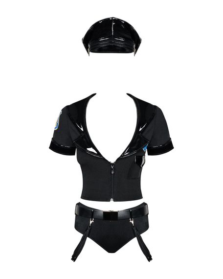 Еротичний костюм поліцейського Obsessive Police set S/M, black, топ, шорти, кепка, пояс, портупея | Зображення 2