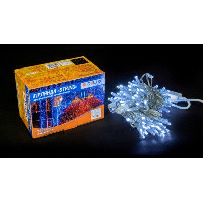 Гирлянда Delux STRING 100LED 10 м flash Белый/Прозрачный IP44 (90015187) | Зображення 1