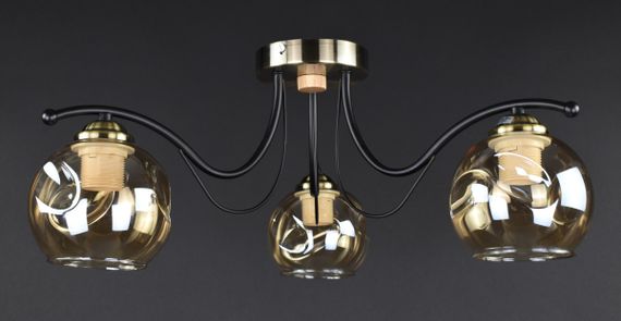 Люстра стельова на 3 лампочки 27411 Чорний 23х50х50 см. | Зображення 1