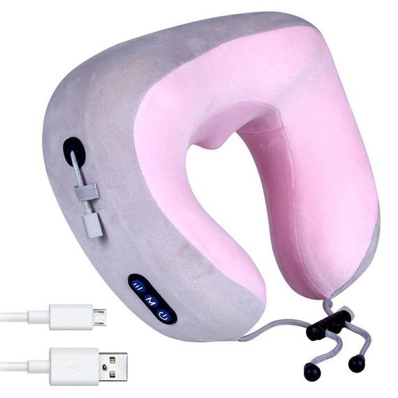 Бездротова масажна подушка для шиї з USB, U-Shaped Upgrade Vibration Pillow / Вібраційна подушка-масажер з пам'яттю