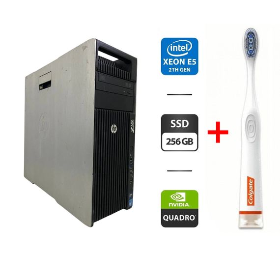 Робоча станція Б-клас HP Z620 Workstation Tower / Intel Xeon E5-2670 v2 (10 (20) ядер по 2.5 - 3.3 GHz) / 32 GB DDR3 / 256 GB SSD / nVidia Quadro M2000, 4 GB GDDR5, 128-bit / DVD-ROM б/в + Подарунок Розумна зубна щітка Colgate Connect M1 / Bluetooth
