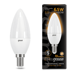 Лампа Gauss LED Candle E14 6.5W 3000К