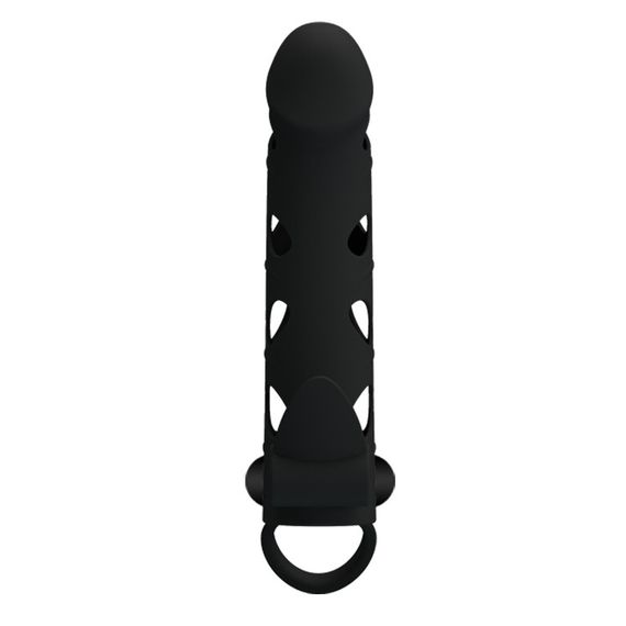 Насадка на член - Pretty Love Penis Sleeve With Ball Strap 5.98" Black Sex Aura | Зображення 1