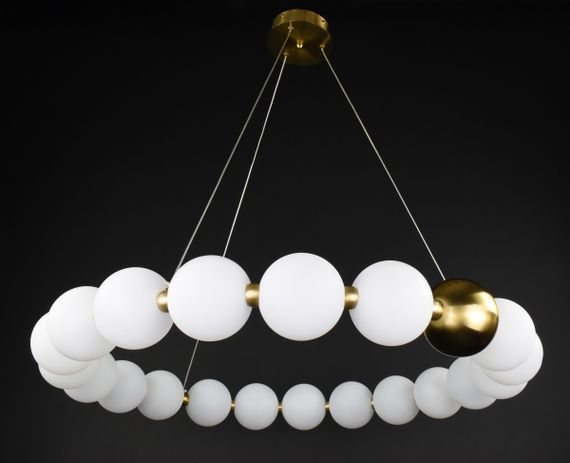 Люстра світлодіодна підвісна LED світильник для квартири на стелю лед 27217 Латунь 25-140х62х62 см. | Зображення 1