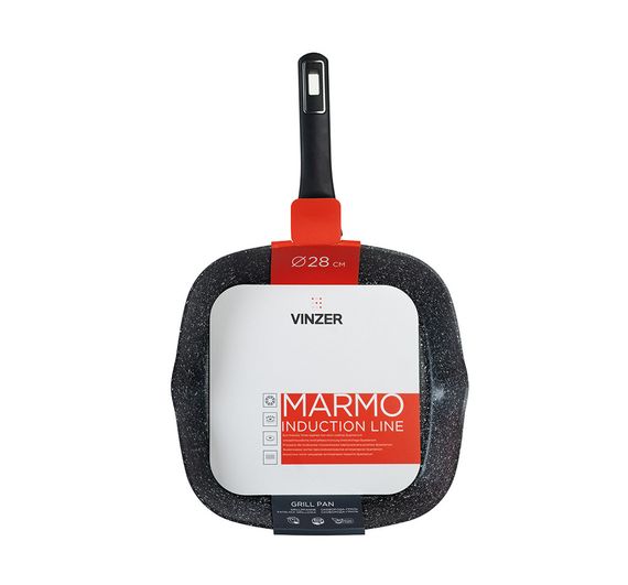 Сковорода-гриль антипригарна Vinzer Marmo 28x28 см 50415 алюмінієва рифлена для всіх плит | Зображення 2