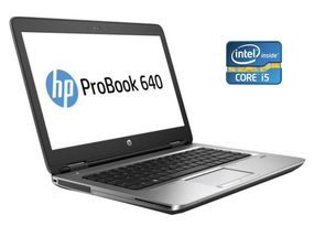 Ноутбук Б-класс HP ProBook 640 G2 / 14" (1366x768) TN / Intel Core i5-6300U (2 (4) ядра по 2.4 - 3.0 GHz) / 8 GB DDR4 / 500 GB HDD / Intel HD Graphics 520 / WebCam / АКБ не держит б/у