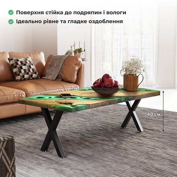 Стіл "Лісник" із натурального дуба та епоксидної смоли 97х51 см | Зображення 5