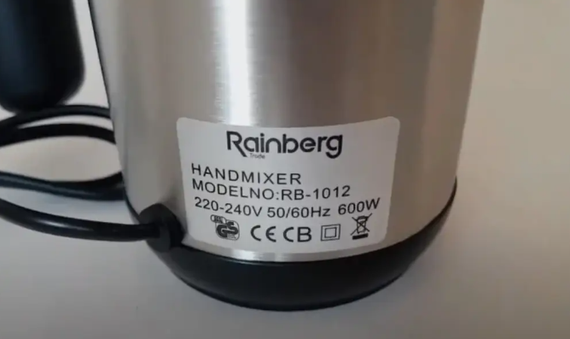 Стаціонарний електричний ручний міксер Rainberg RB-1012 кухонний міксер з насадками | Зображення 3