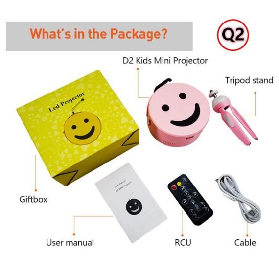 Детский портативный проектор Q2 Mini + трипод Pink | Зображення 3
