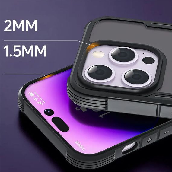 TPU+PC чохол Defense Matte для Apple iPhone 15 Pro (6.1") Чорний | Зображення 3