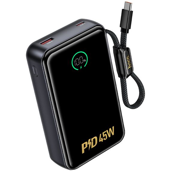 Портативное ЗУ Power Bank Hoco Q54 Shine PD45W with cable 20000 mAh Metal gray | Зображення 2