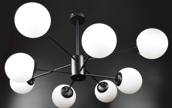 Люстра стельова на 8 лампочок 26032 Чорний 40-70х105х105 см. | Зображення 1