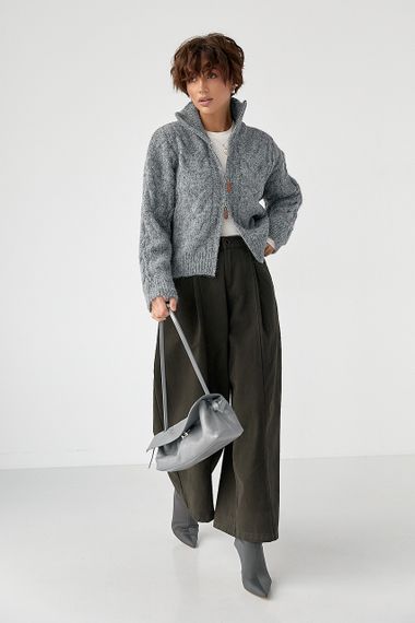 Котонові штани-палаццо зі складками - темно-коричневий цвет, S (є розміри) | Зображення 2