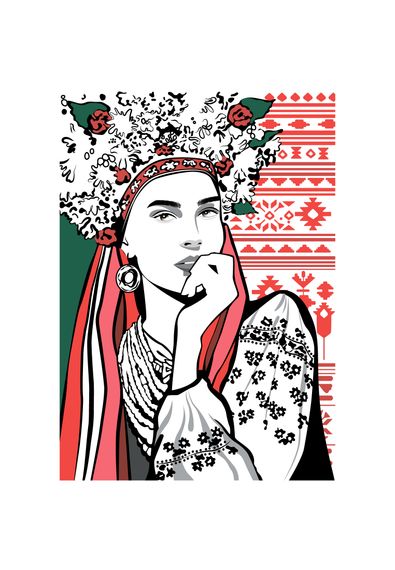 Футболка жіноча біла з принтом "Українська дівчина", 2XL | Зображення 1