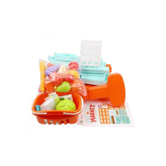 Ігровий дитячий набір "Маркет" 0730TXK прилавок з полицями, кошик, різні продукти | Зображення 3
