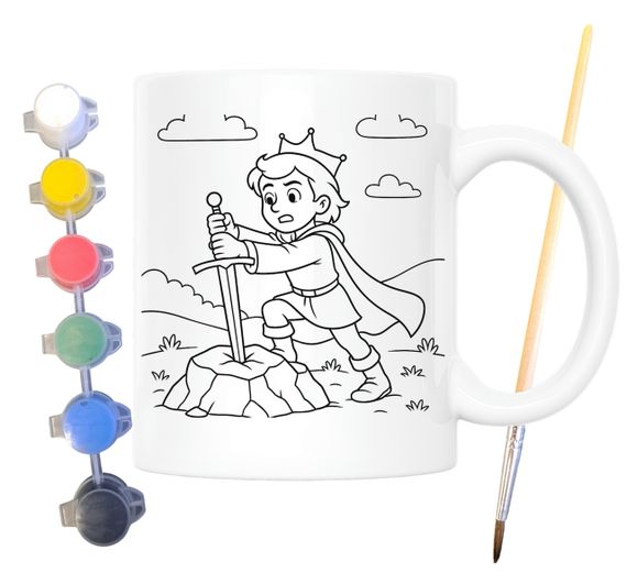 Набор для творчества кружка раскраска по мотивам Король Артур и Экскалибур 330 мл белая (КР0175) | Зображення 1