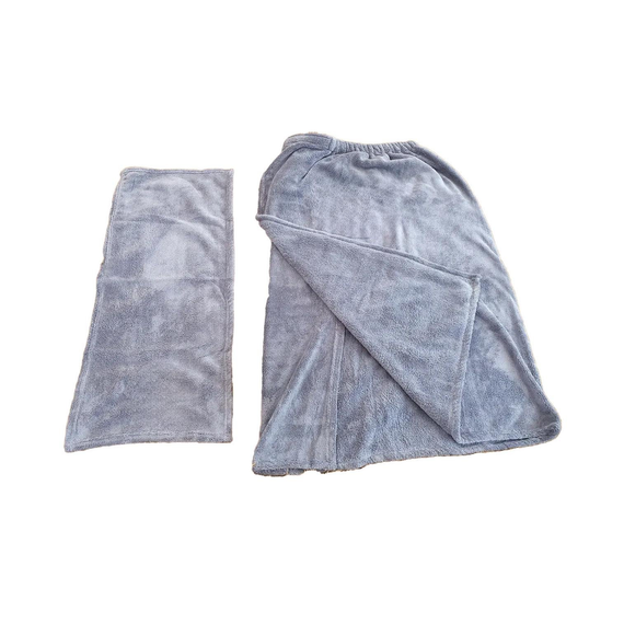 Рушник для душу і ванни на липучках, Плюшевий махровий рушник Сірий | Зображення 6