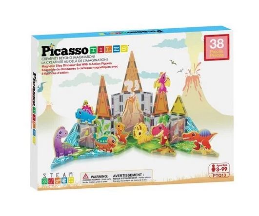 Конструктор магнітний DINOSAUR SET з 8 фігурками динозаврів PTQ13/28848 PICASSO TILES, 38 деталей, у коробці