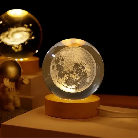 Світлодіодний нічник кришталева куля декоративний 3D-Dнічник "Планета Земля" з led-підсвіткою від USB планета  знижка | Зображення 4