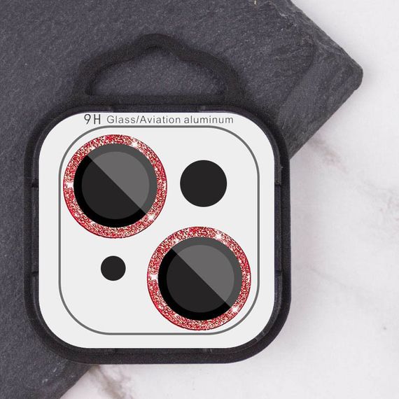 Захисне скло Metal Sparkles на камеру (у упак.) для Apple iPhone 15 (6.1") / 15 Plus (6.7") Червоний / Red | Зображення 4