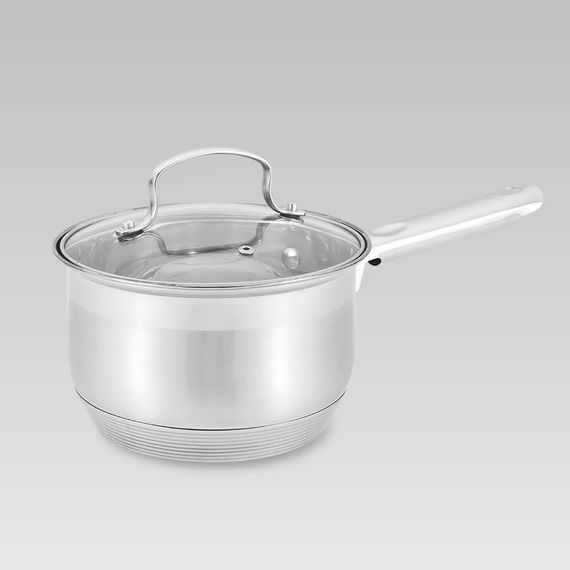 Кухонний ковш Maestro MR-3512-16S, 2.1 л, 16 см, з нержавіючої сталі з кришкою, для всіх типів плит