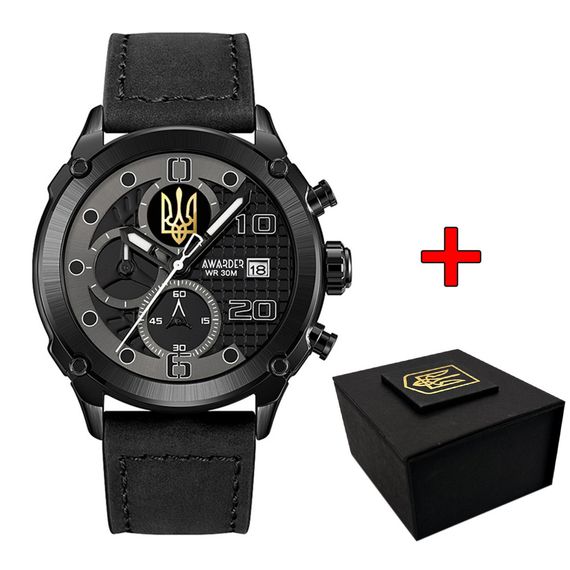 Чоловічий годинник Awarder 016 Тризуб золото All Black