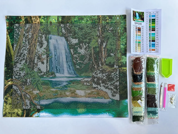 Алмазная мозаика Водопад 40х50 см ColorArt SP030 | Зображення 2