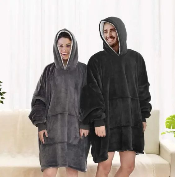 Толстовка-плед з капюшоном для чоловіка та жінки - / Плед жіноча толстовка, худи Бордо | Зображення 8