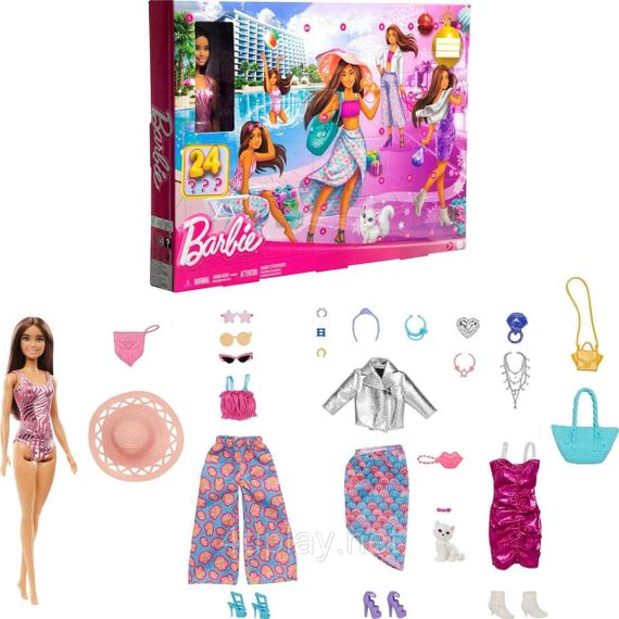 Модный адвент-календарь Кукла Барби с одеждой и аксессуарами Оригинал Barbie Doll and Fashion Advent Calendar