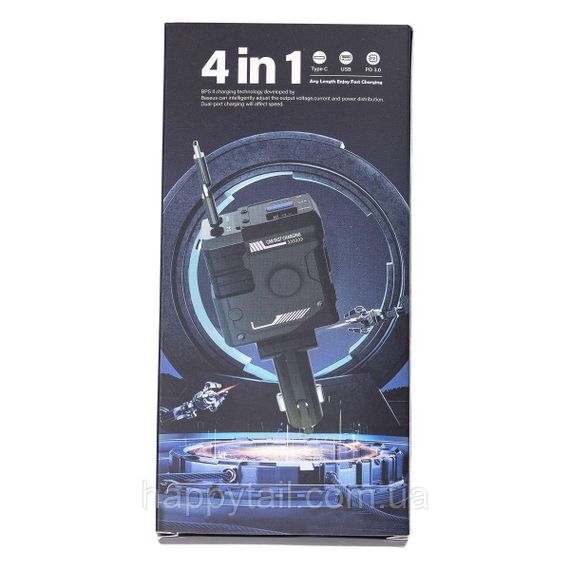 Автомобільний зарядний пристрій MECHA з висувними кабелями та портами USB/Type-C Рожевий HP-A1P | Зображення 7
