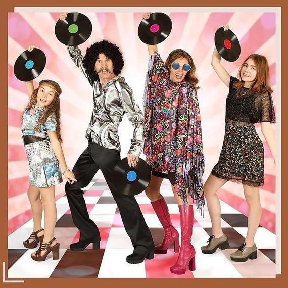 Хіпі костюм жіночій ретро у стилі 60х 70х для Хелловіну, вечірки, корпоративу, карнавальний комплект хіппі пончо | Зображення 5