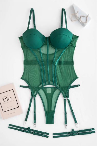 Корсет із пажами "Emine", колір зелений, розмір М sexstyle | Зображення 3